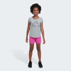 Adidas Girls Aeroready 3-Striped Pacer Mesh Gym Running Shorts Lucid Fuchsia L